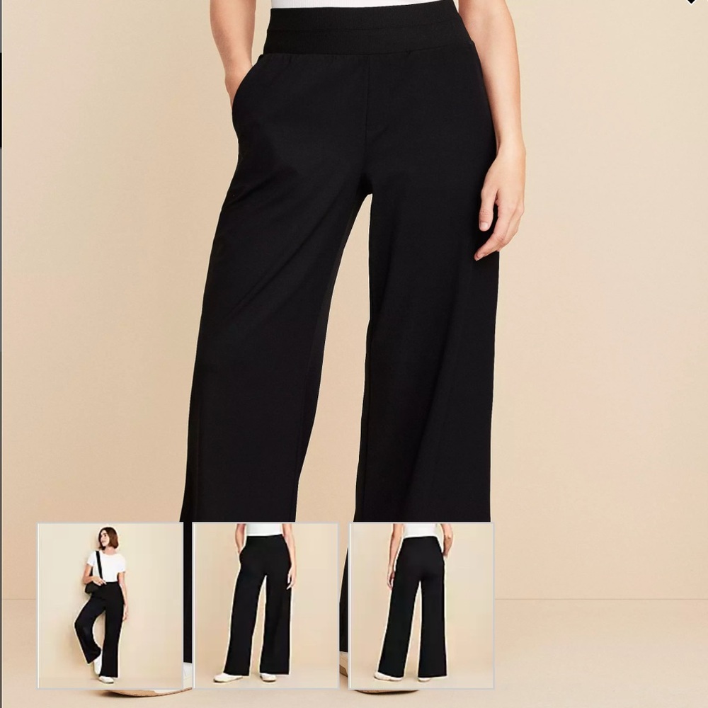 NWT Loft Lou & Grey Lovestretch Women's Black Wide-Leg Pants